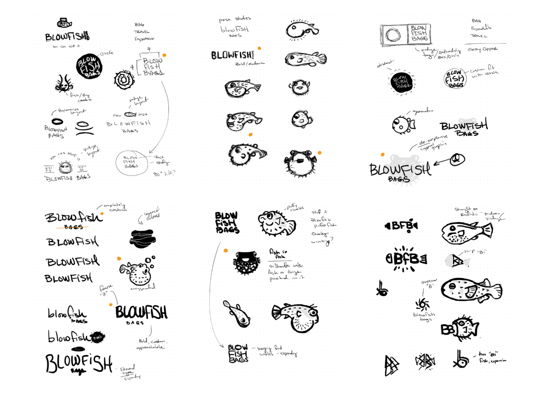Blowfish Bags Identity Sketches
